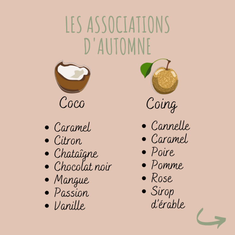 association fruits automne noix de coco coing