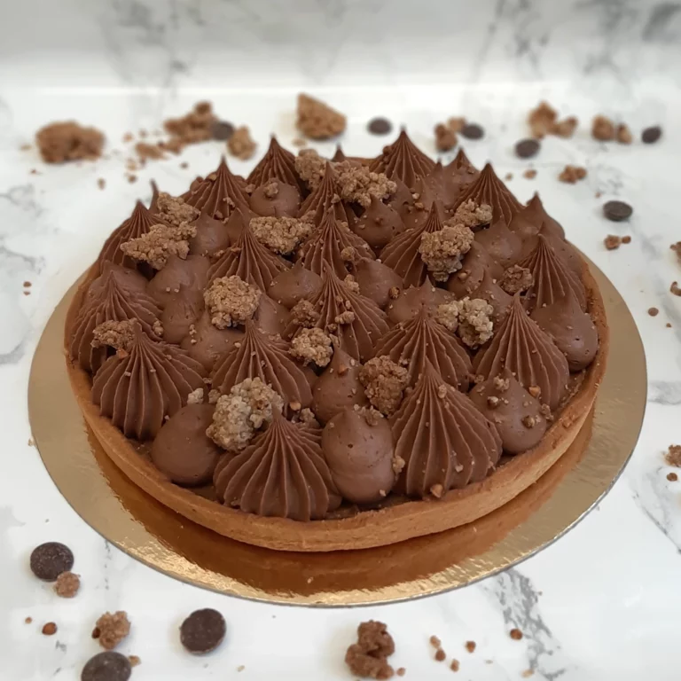 Tarte au chocolat praliné pâtisserie végétale sans gluten